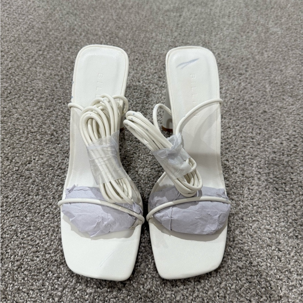 Billini White Modern Heels with Strappy Design
